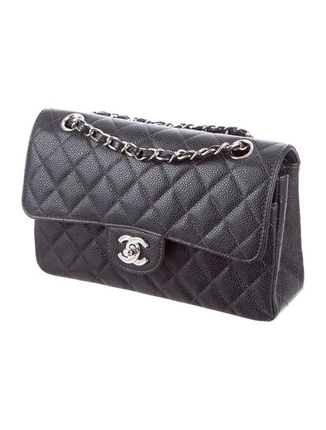 chanel caviar leather shoulder bag price|Small classic handbag, Grained calfskin & gold.